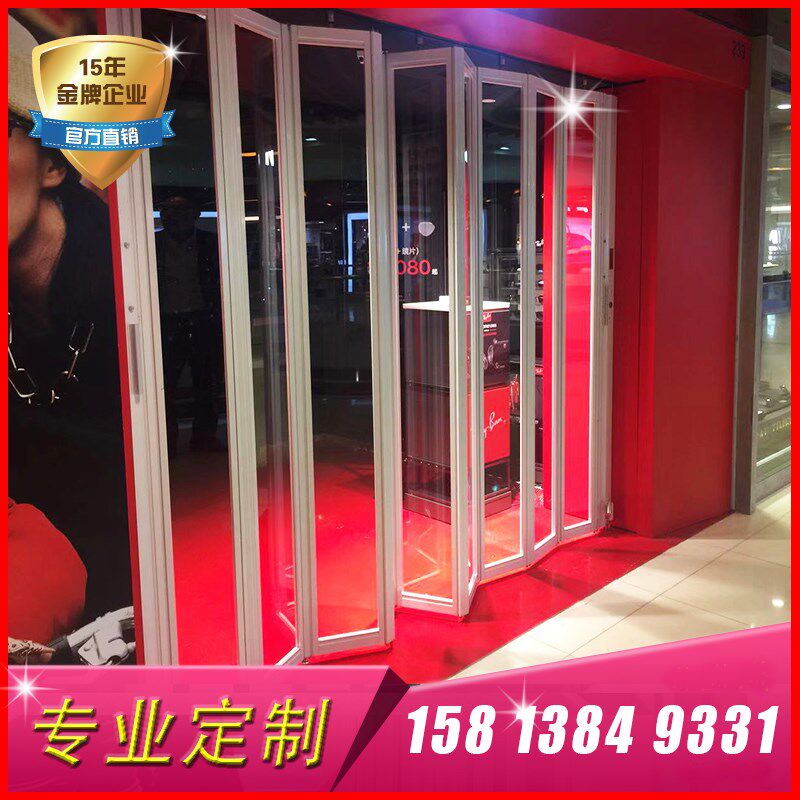 港澳临街商铺百变款横向推拉折闸门 铝合金防盗推拉门 弧形折叠门
