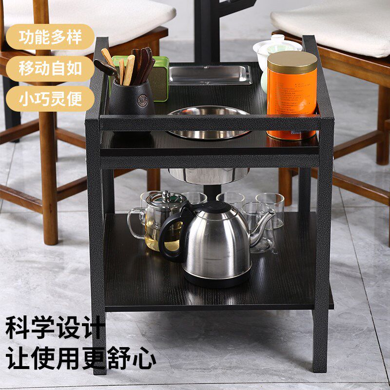 麻将机钢木茶几棋牌室茶水架打牌用麻将桌边几带烟缸岩板放水壶