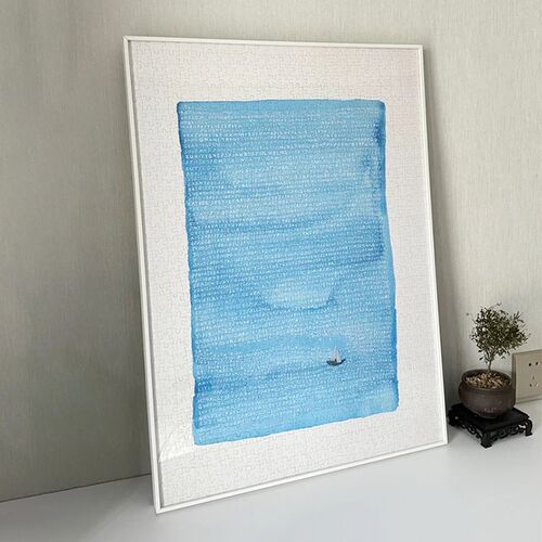 杰艺铝合金画框SEREN ART藏了很久的蓝1000片拼图金属白色框挂墙