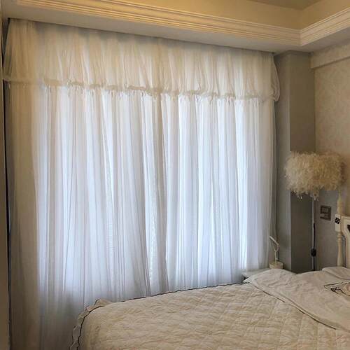 白色韩式公主风蕾丝半遮光ins网红窗帘成品客厅卧室飘窗纱定制