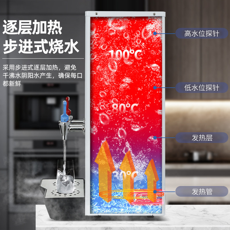 步进式开水器商用咖啡奶茶店全自动冷热双温电热开水机智能热水机