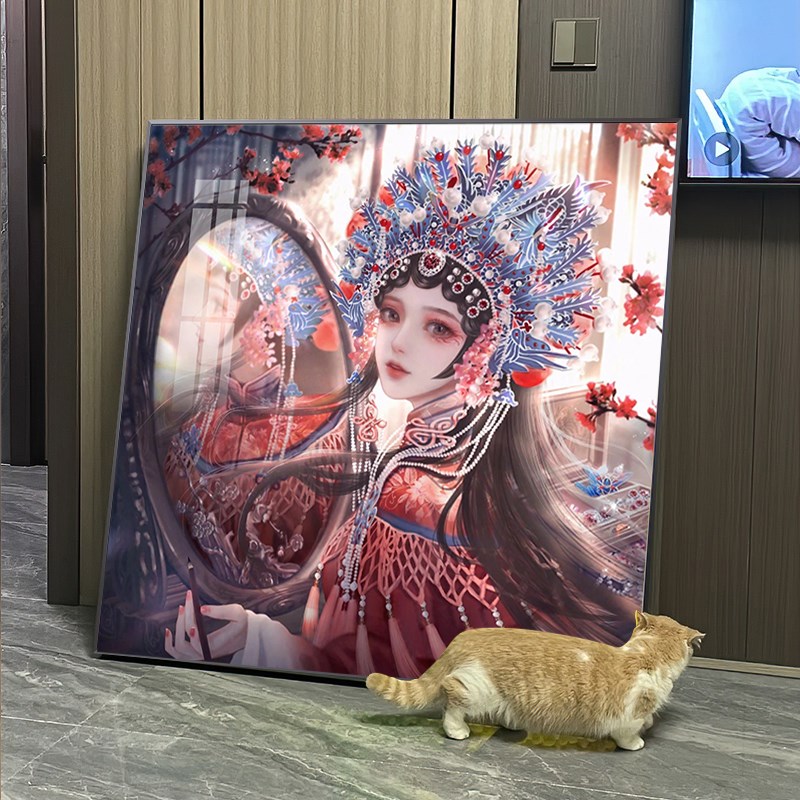 古风京剧花旦人物钻石画2024新款客厅贴钻十字绣高级感砖石绣带框