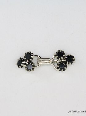 纽扣羊剪绒挂钩水钻装饰对扣搭扣女开衫貂皮大衣皮草扣子钩扣