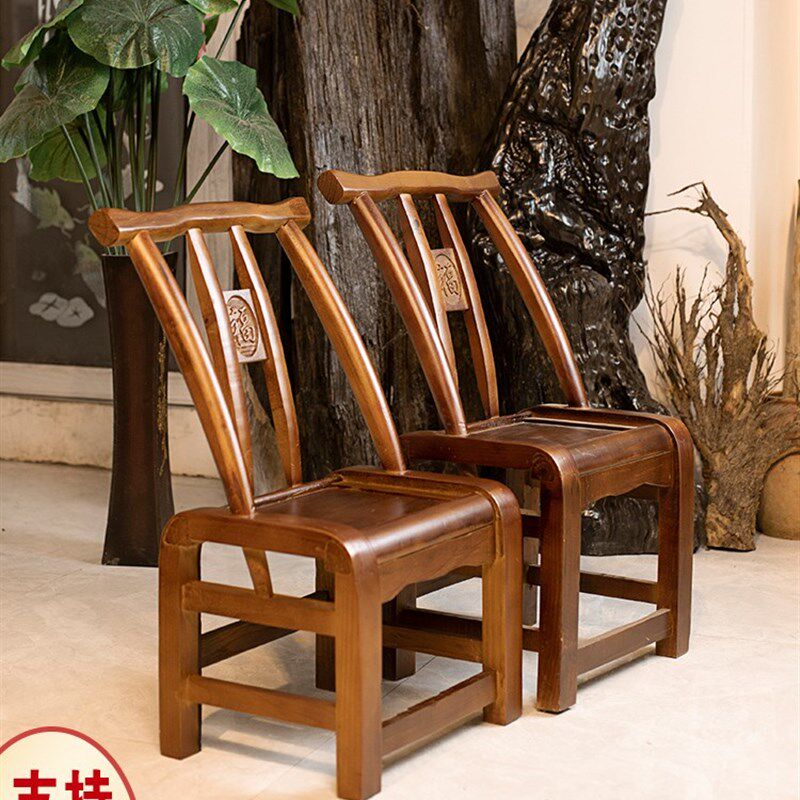 胡桃色仿古实木老式松木靠背椅子家用成人农家乐小椅子餐桌椅子