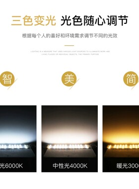 透镜灯条灯板长条圆形三色光调光LED吸顶灯灯芯驱动磁铁螺丝安装