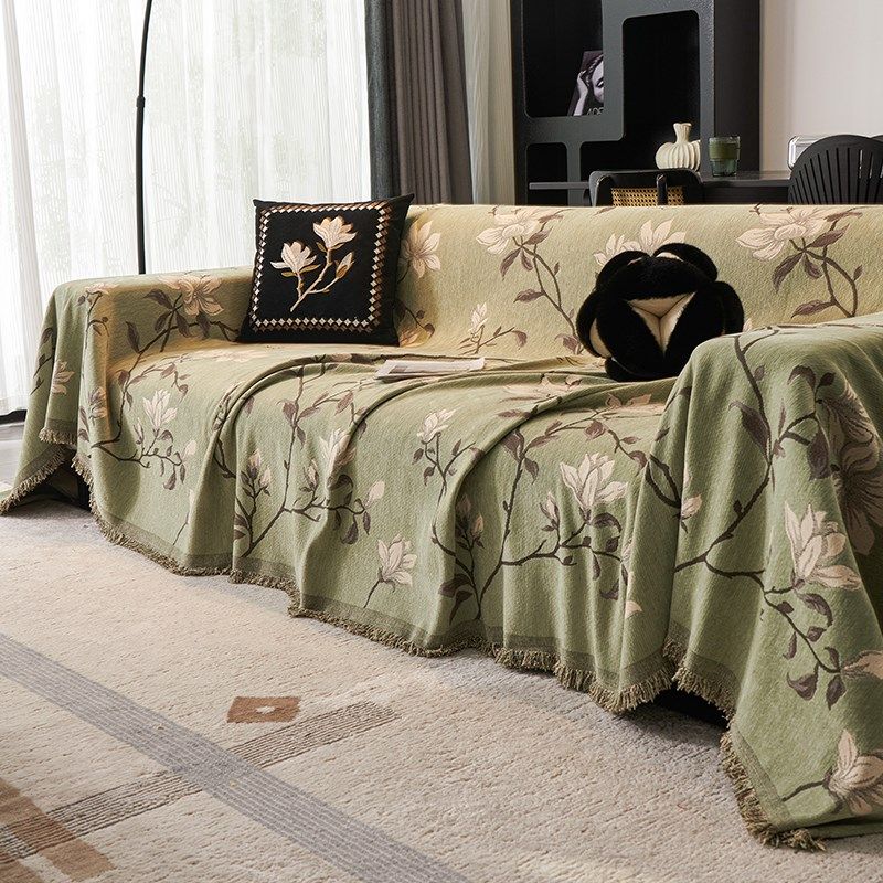 雪尼尔万能沙发巾北欧简约高级感盖布全盖沙发垫套罩盖毯四季通用