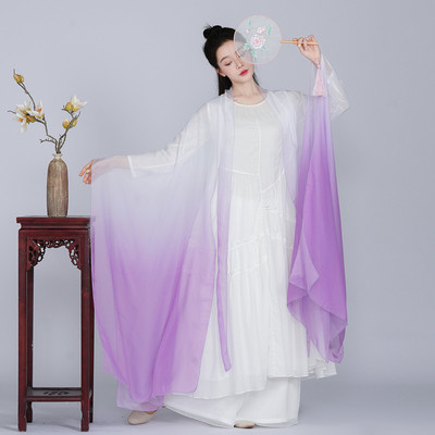 渐变色禅舞服外披禅意开衫仙女古装外套飘逸仙气薄纱禅服防晒外罩