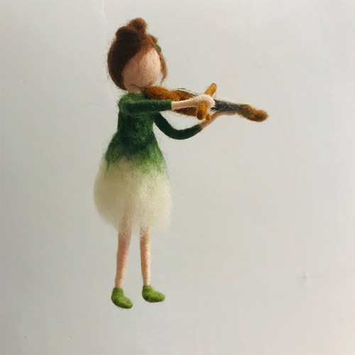 No one羊毛毡戳戳乐小提琴仙女diy玩偶材料包居家汽车摆件