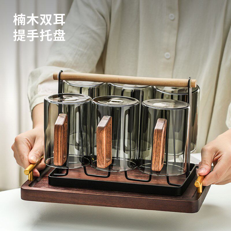 冷水壶套装玻璃茶杯家用耐高温喝水杯子客厅凉水壶大容量中式轻奢