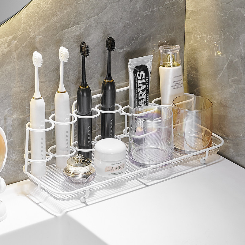 卫生间电动牙刷置物架亚克力免打孔漱口杯刷牙杯牙具浴室台面收纳
