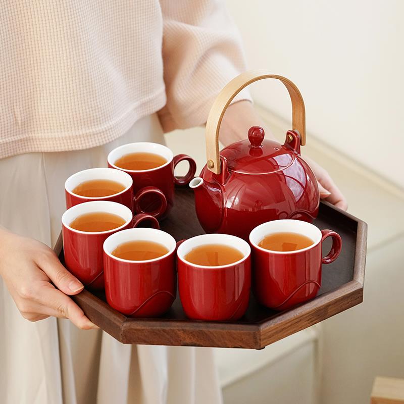 仲夏知己新婚礼物送新人结婚敬茶喜杯茶壶茶具套装送闺蜜订婚礼品