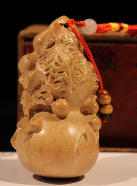 多子多福】桃木雕刻葫芦手把件男士盘玩桃木挂件把玩手件手玩把件