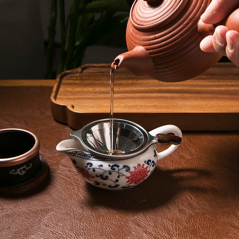 304不锈钢茶滤茶漏架茶叶过滤器日式高档茶具配件过滤网带底座