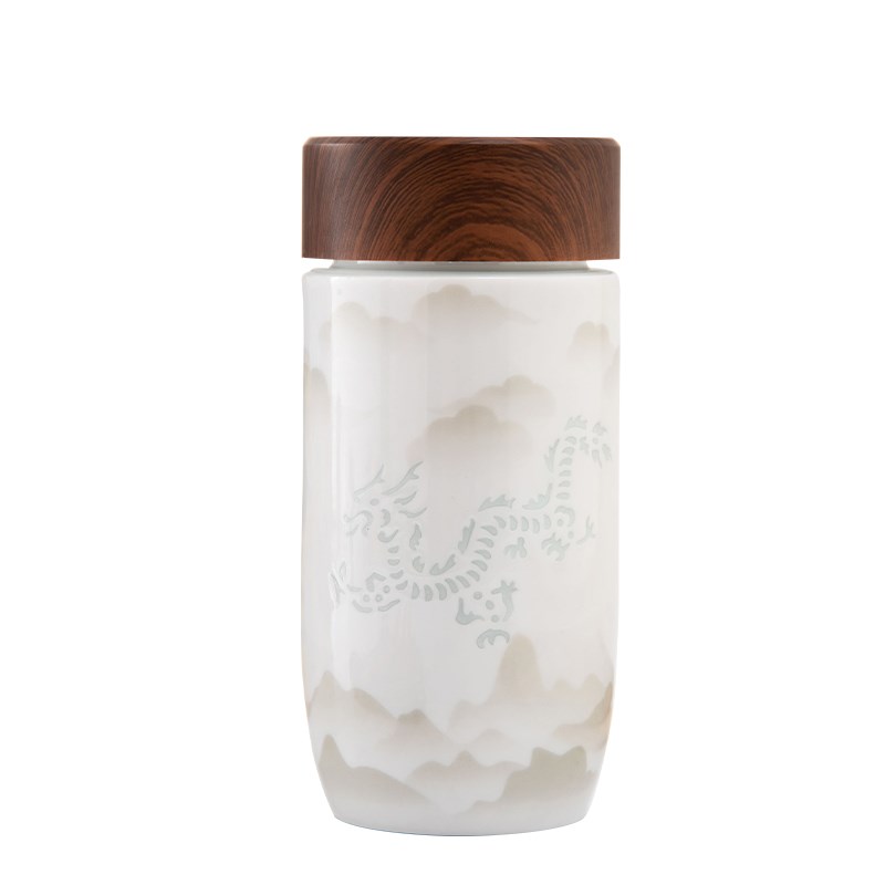 景德镇陶瓷保温杯泡茶手绘办公带盖过滤茶漏男女车载便携定制水杯