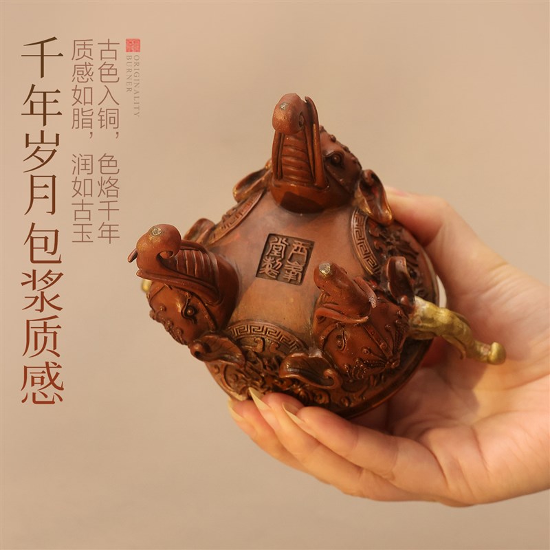 中式大师炉纯铜香炉家用室内香薰炉沉香檀香盘香炉茶道熏香炉摆件