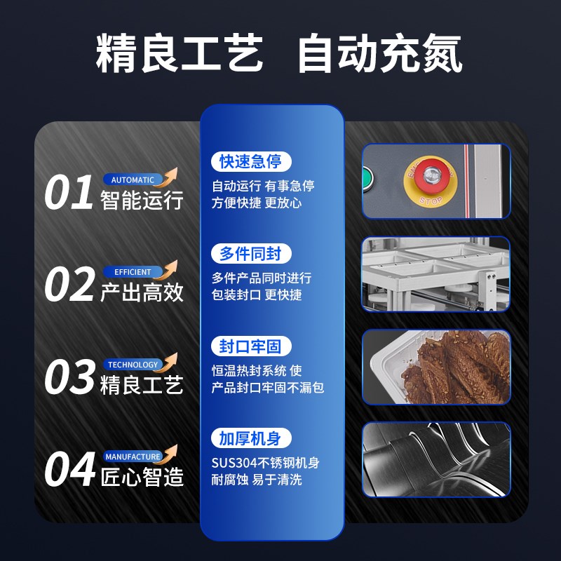 聚多鑫气调保鲜包装机商用锁鲜封盒机全自动封膜打包生鲜熟食卤味