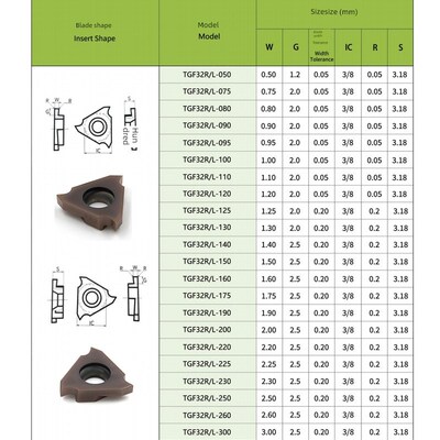 七彩加硬数控立装卡簧槽刀片TGF32R150/L100不锈钢钛合金切槽刀粒