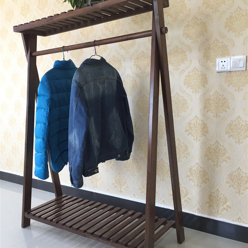 实木衣帽架落地挂衣架卧室置物架服装展示架简易落地晒衣架特价