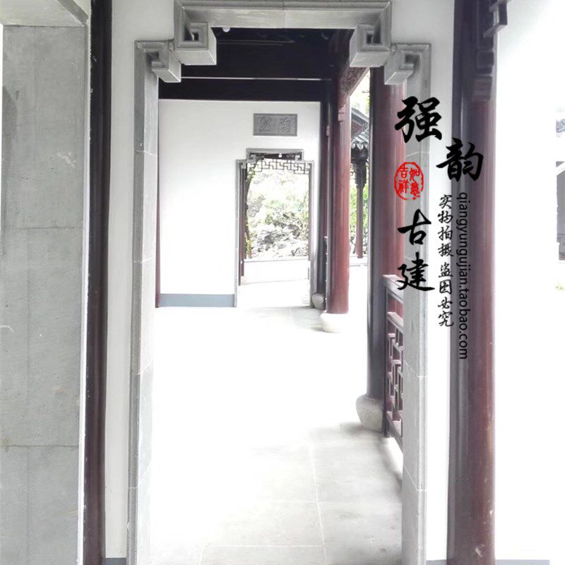 青砖门套仿古砖雕门楼古建砖细圆门海棠门月亮门窗套博风抛方
