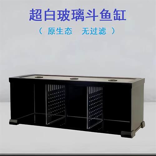 超白玻璃斗鱼缸加盖国斗泰斗缸双格多格视斗对练配对原生态无过滤