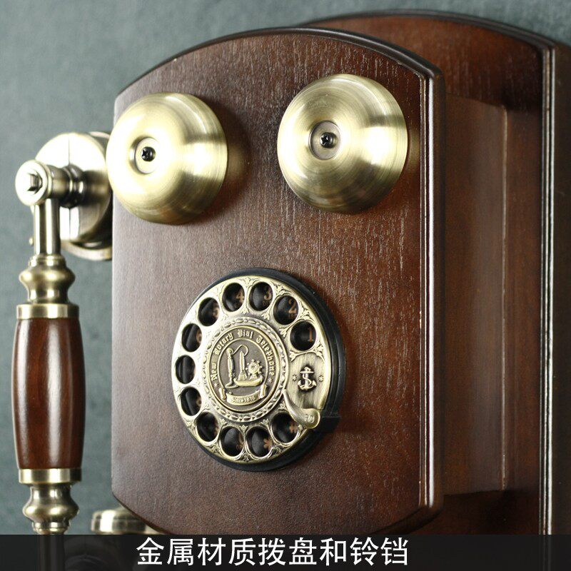创意时尚欧式仿古电话机复古家用无线插卡老式客厅古董固定壁挂机