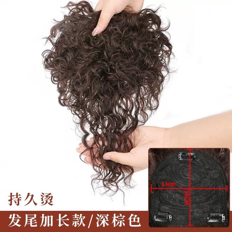 小函假发羊毛卷遮白发假发片中老年头顶补发片女款真人发自然卷发