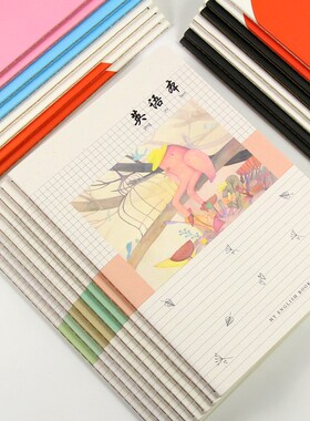 英语本车线16开加厚初中生16K硬皮英文练习本子b5小学生大笔记本
