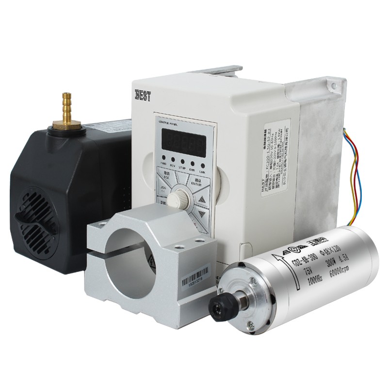 DIY微型主轴电机300w 48mm直径6万转水冷高精度电主轴PCB钻孔