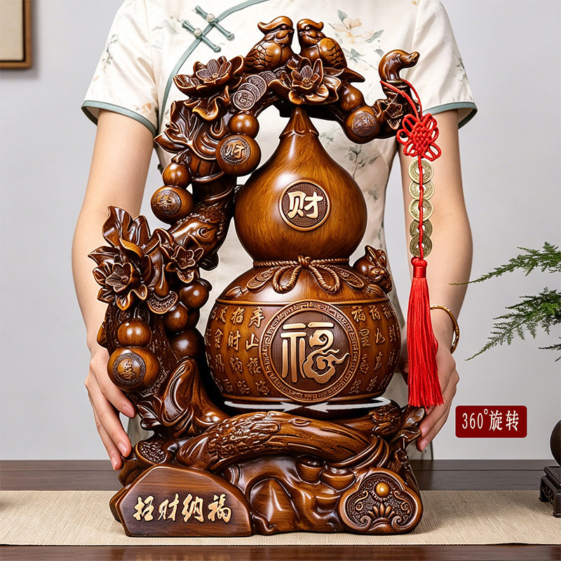 旋转葫芦摆件招财纳福金蟾客厅电视酒柜玄关家居乔迁店铺开业礼品