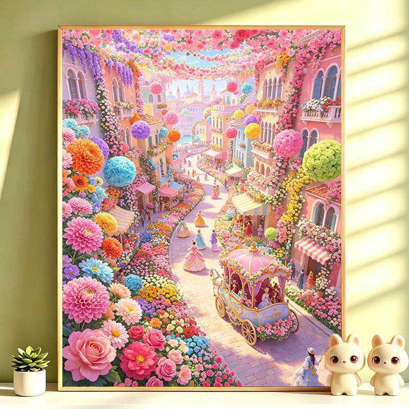 满钻DIY花卉街景钻石画