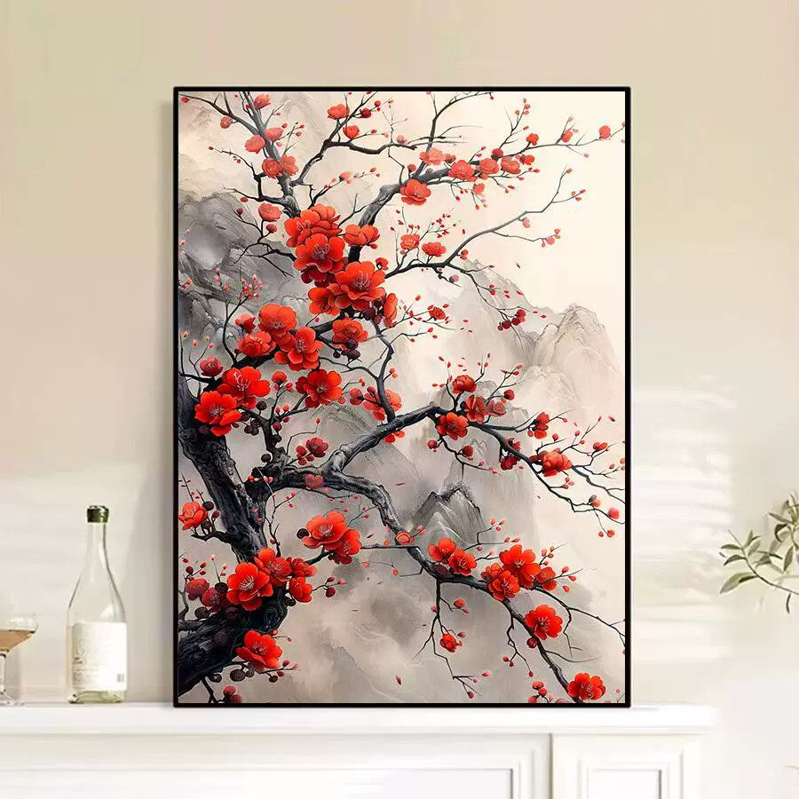 中国风梅花钻石贴画手工DIY