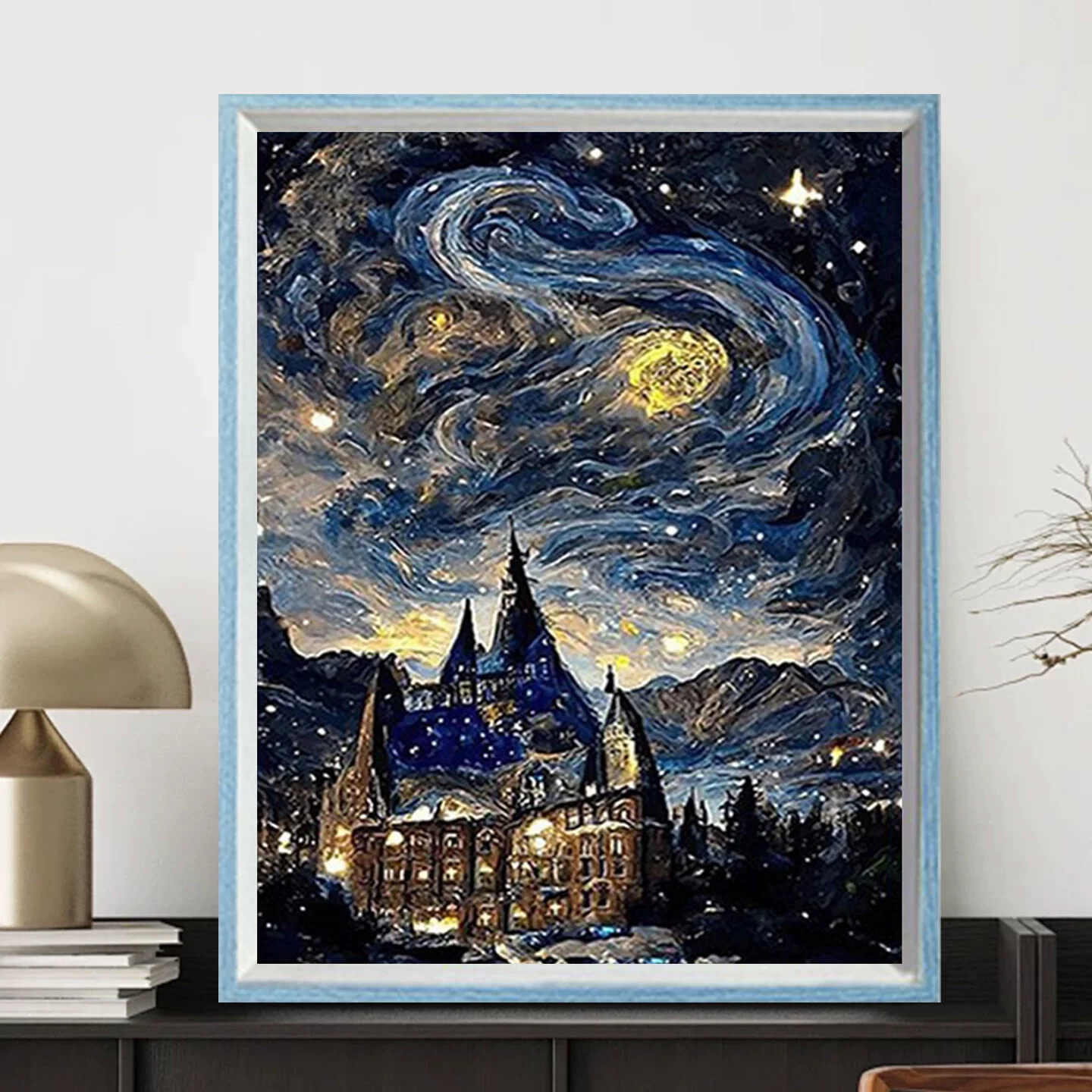 霍格沃兹梵高星空5D满钻钻石画