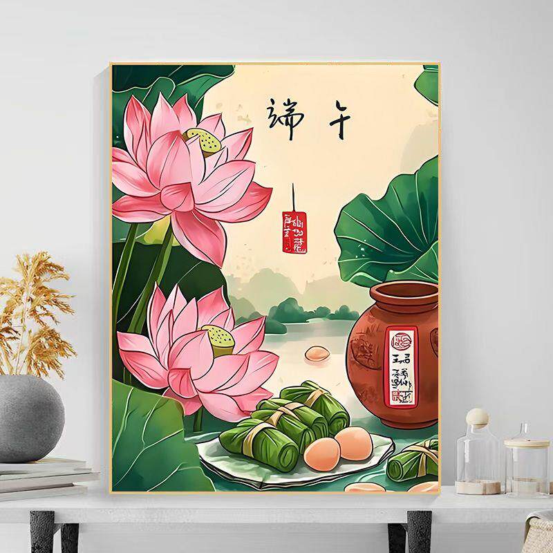 端午荷韵清香满钻钻石画DIY
