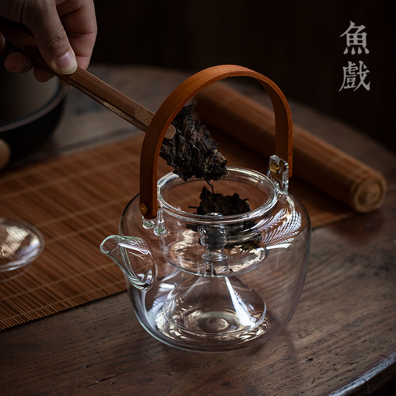 耐高温家用加厚玻璃煮茶壶大容量电陶炉黑白茶蒸茶器提梁壶烧茶壶