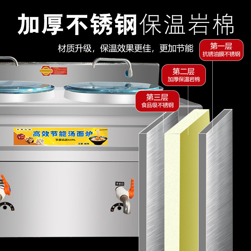 双桶煮面炉商用电热麻辣烫锅平底燃气汤面烫粉炉多功能双头煮面桶
