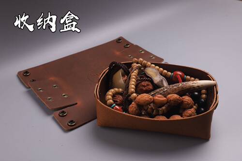 牛皮鹿头款 古玩核桃手文玩佛珠首饰盒展示收纳盒子托盘袋包邮