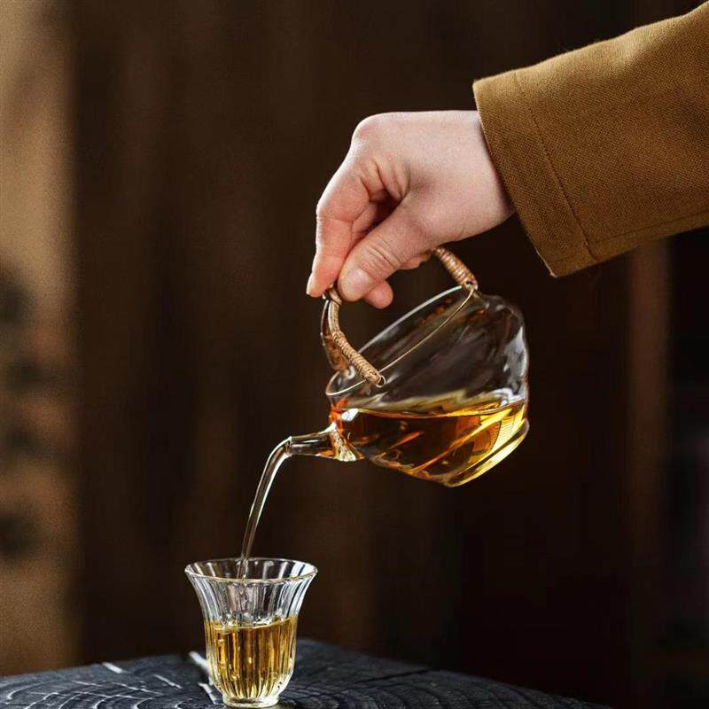 正品北大史提篮公道杯壶型提梁公杯耐热玻璃可煮茶容量茶海家用
