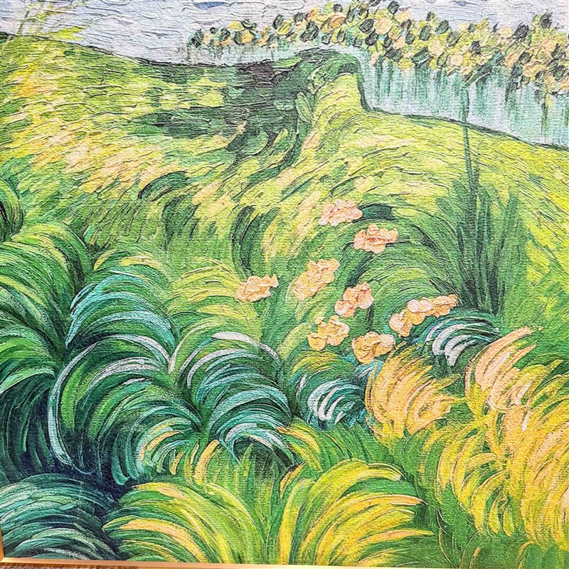 砂岩梵高绿色麦田现代简约风景装饰画K053客厅沙发卧室挂画80120