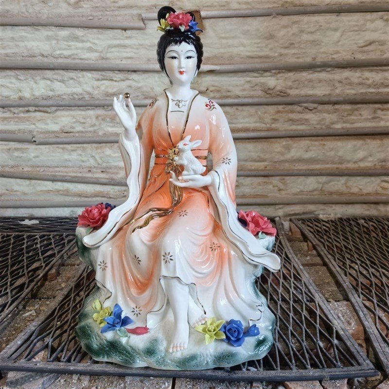 陶瓷飞天嫦娥玉兔仙子神像月亮仙女家居平安嫦娥佛像家居摆件