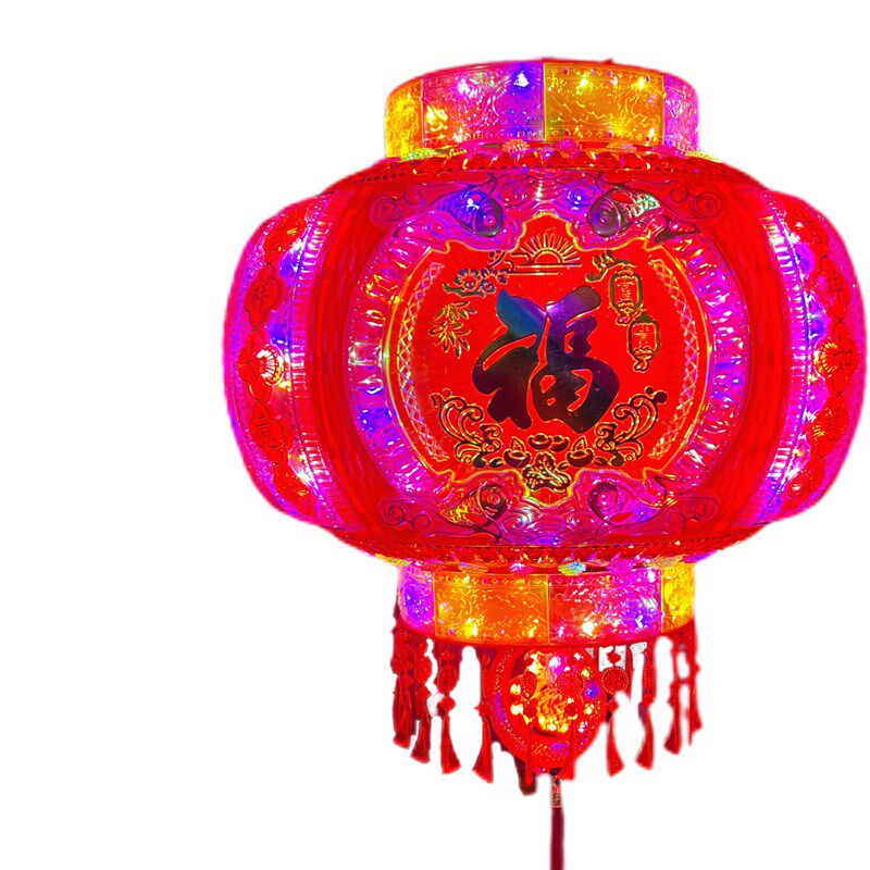 新款七彩led走马灯旋转灯笼中国风春节阳台吊灯大门新年装饰