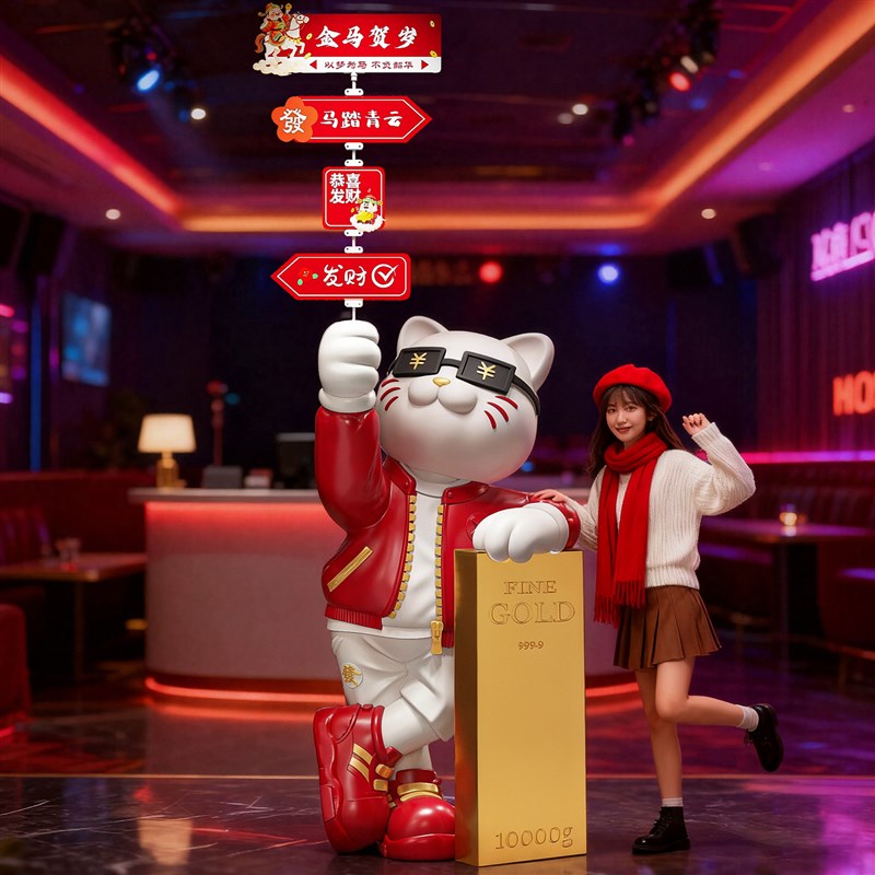 招财猫摆件落地大型公司店铺前台门口装饰品高档新春开业大吉礼物