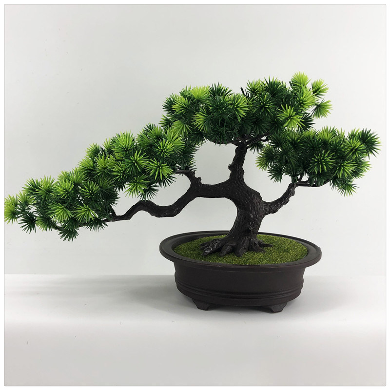 仿真盆景摆件假树盆栽大迎客松松树塑料假花盆栽仿真植物室内装饰