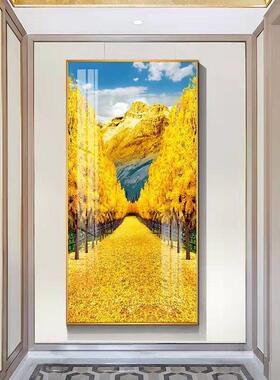 现代简约进门麋鹿玄关装饰画客厅走廊过道挂画竖版壁画招财风水画