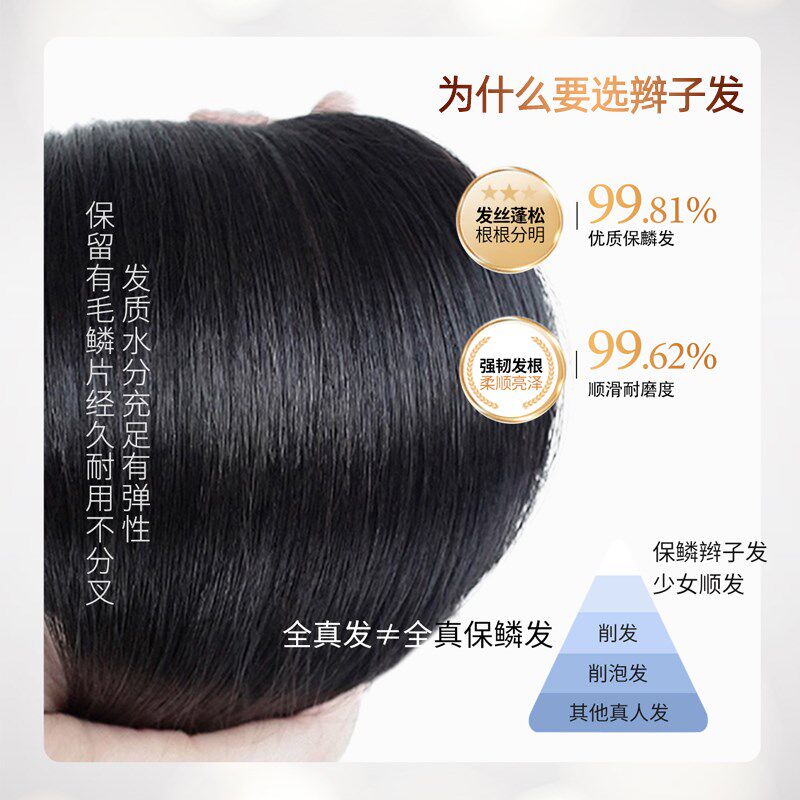 假发全头套女真人发丝短发假发日常假发中年女士自然真发头套轻薄
