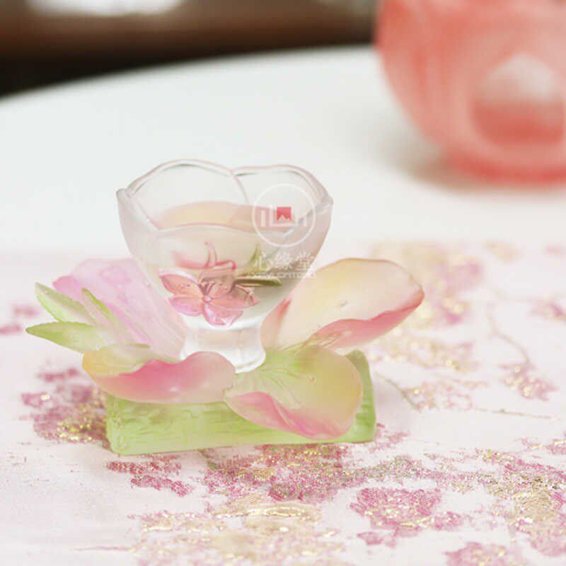 琉璃杯十二花神桃花紫薇茶杯主人杯托杯垫功夫茶具品茗杯