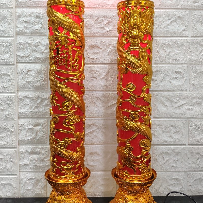 58厘米大蜡烛LED供佛电子烛灯大号42厘米龙纹供财神观音祭祖寺庙
