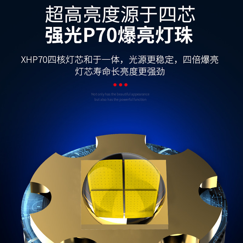 强光照明灯可充电便携超亮变焦手电筒户外自行车骑行散光灯