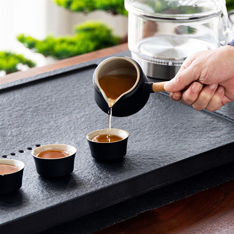 整块天然乌金石茶盘电磁炉烧水一体火烧石套装家用茶台茶具一整套