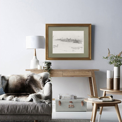 美式卡纸玻璃画艺术装饰画卧室床头建筑挂画复古黑白风景墙上壁画