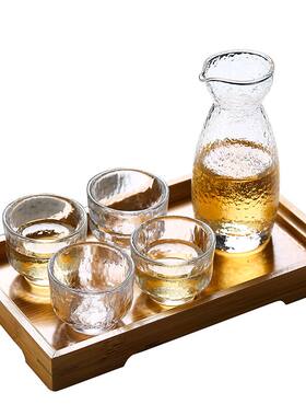 鑫雅居 创意日式白酒分酒器家用单杯酒壶清酒壶锤目纹玻璃酒具瓶